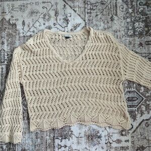 American Eagle Outfitters Cream V-Neck Sweater